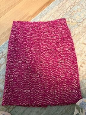 Fuchsia Patterned Wool-Blend Pencil Skirt